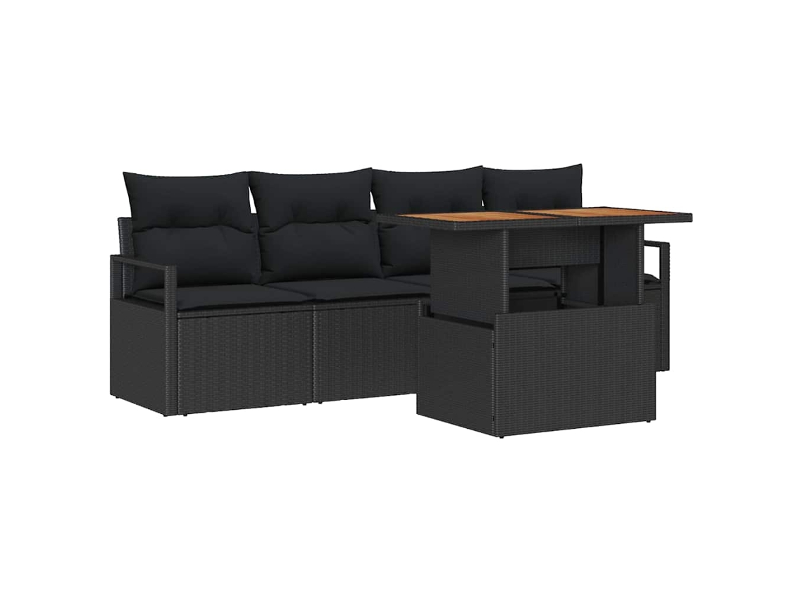 Maison Exclusive - Conjunto De Sofá De Jardim 5 Pcs Preto Rattan Sintético