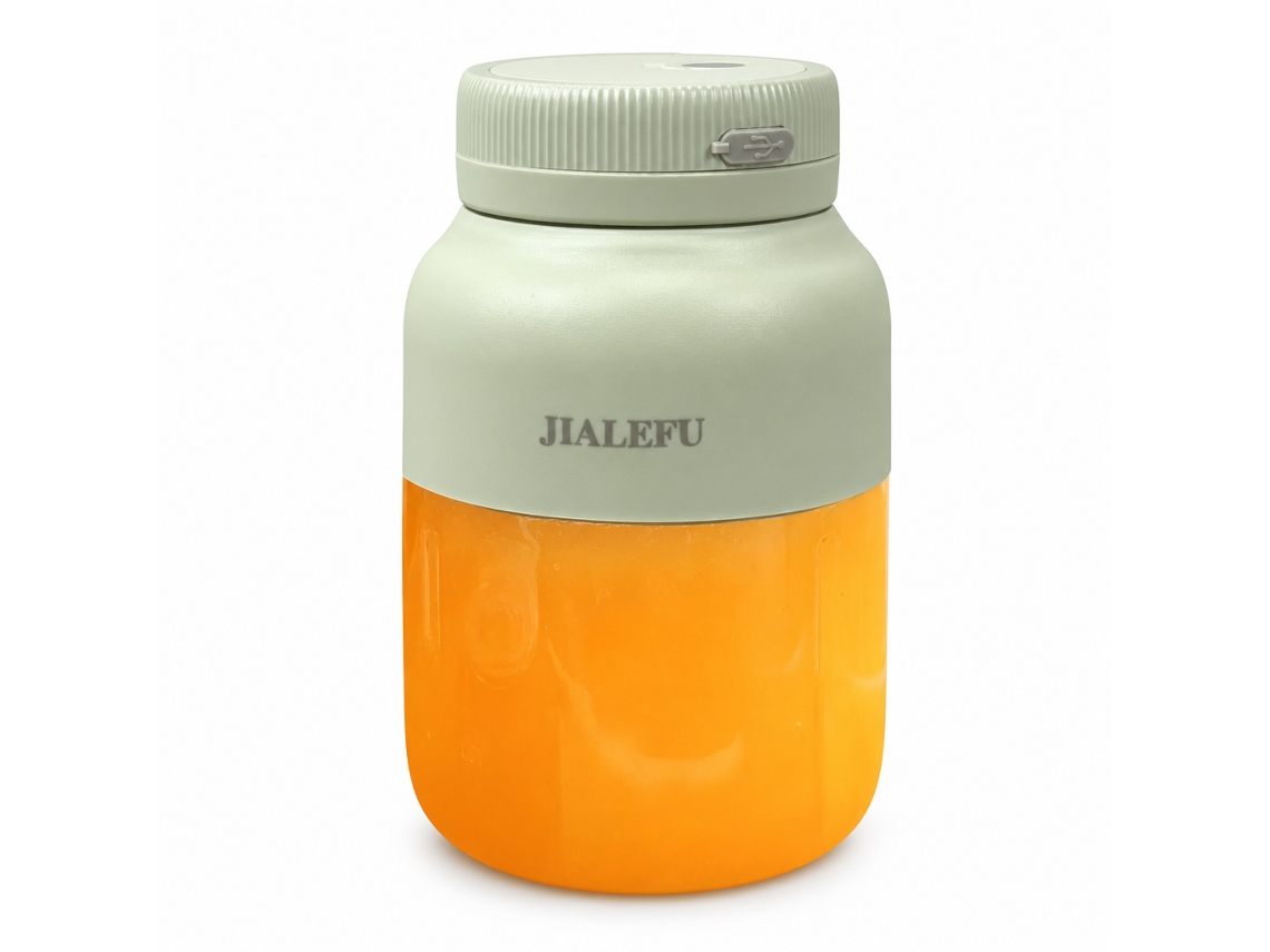 Liquidificador Portátil Jialefu 800 Ml, Copo 1300 Ml, 38 Lâminas, 2 Tampas, Palhinha E Alça, Verde-claro