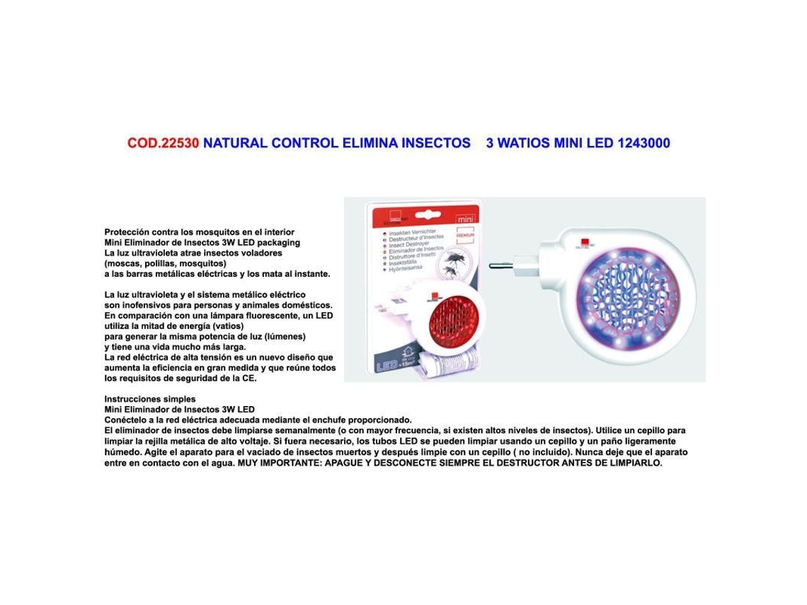 Inseticida Baja Natural Control Mini LED 3 watts 1243 001 Fplus
