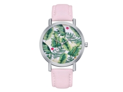 Reloj De Pareja De Moda Con Correa De Pu, Dial Redondo, Cuarzo (rosa)