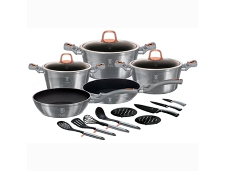 Trens de Cozinha BERLINGER HAUS (28-24-20 cm - Aluminio Forjado - Cinzento)
