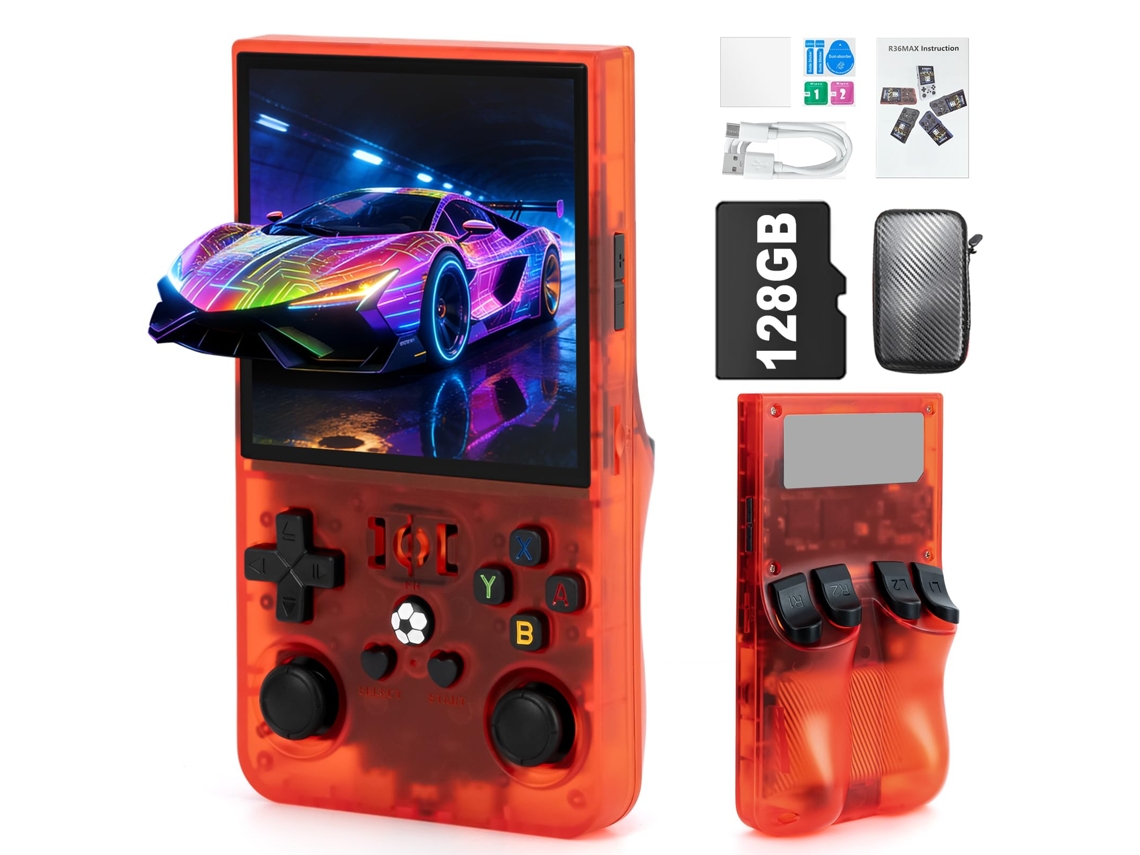 Console Portátil Retrô R36max com Mais de 22.000 Títulos Clássicos, Tela de 4 Polegadas, 128gb AQUAFORGE