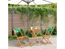 Vidaxl 3 Pcs Conjunto De Bistrô Tecido/madeira Maciça Padrão Folhas