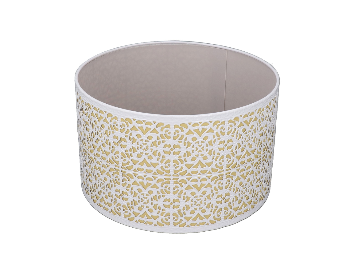 Abajur de Metal Perfurado com Forro Branco e Amarelo para E27 E14 com Design de Flor de Cobre
