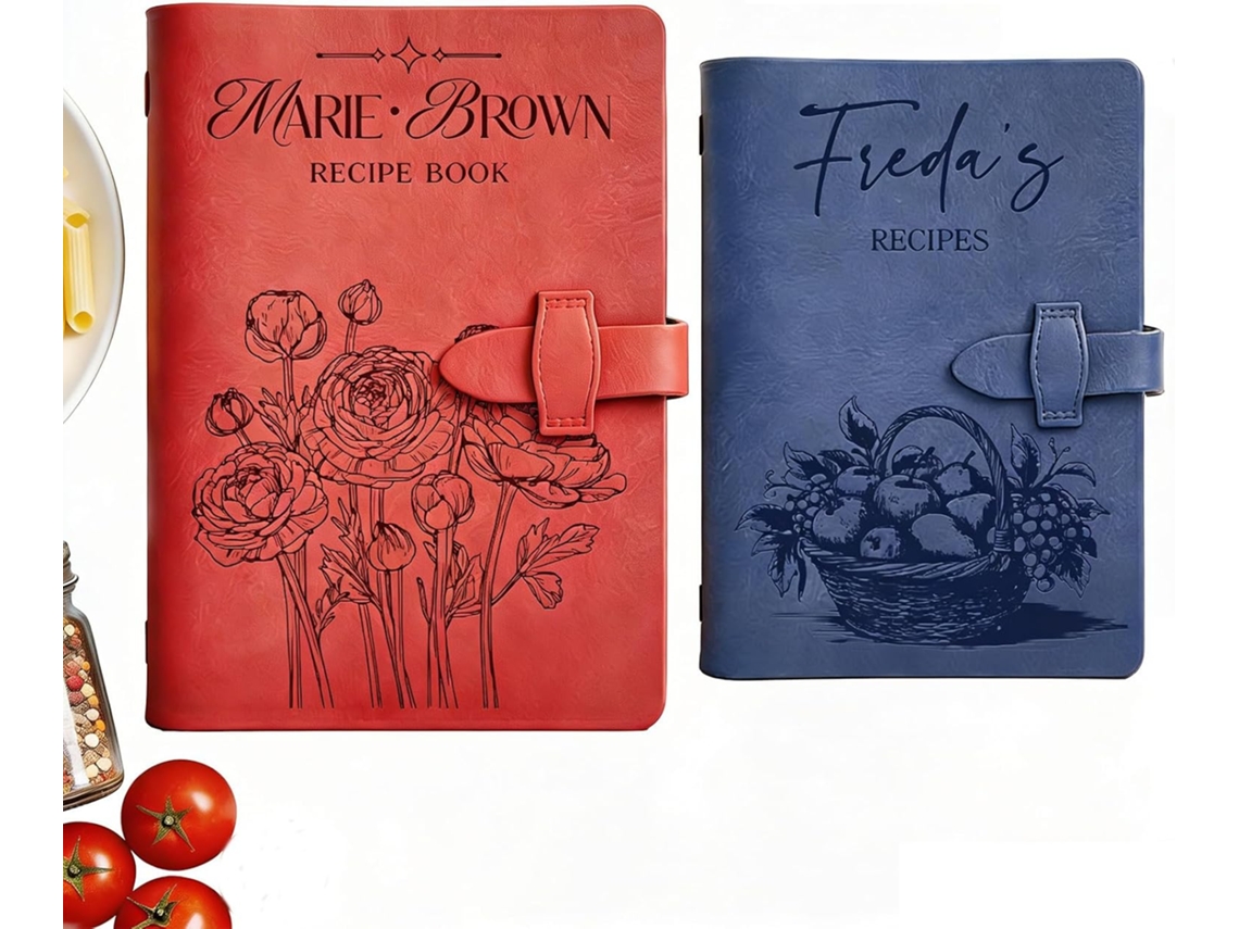 Livre De Receitas Em Couro Personalizado, Livro De Receitas Em Couro Real Personalizado Gravado