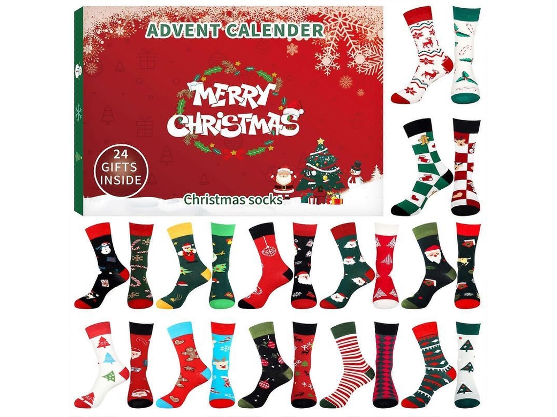 Calendário De Advento De Meias De Natal Para Homens E Rapazes Com 24 Dias E Padrões Temáticos