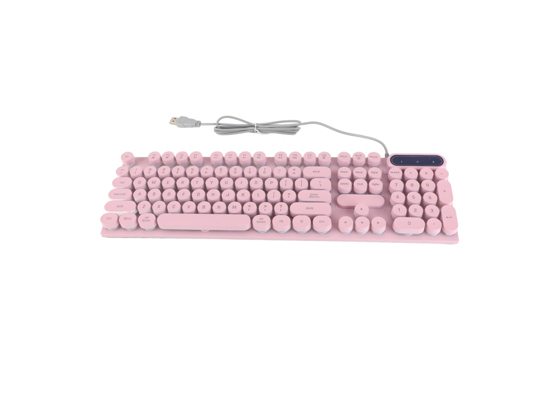Teclado Gamer Usb Com Fio 104 Teclas Iluminado Rosa
