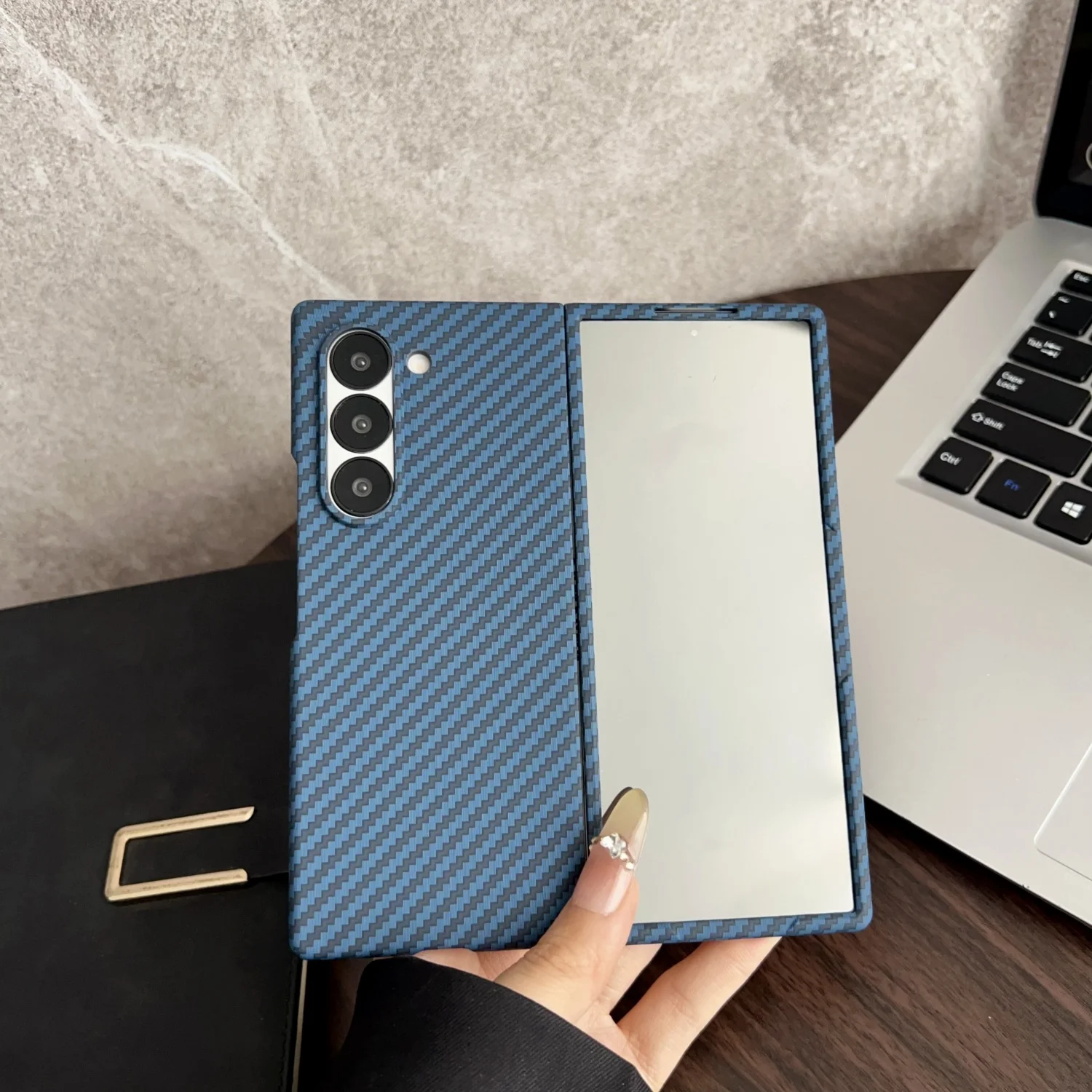 (azul, Galaxy Z Fold3 5g) Capa Magnética Ultrafina De Fibra De Carbono Para Celular, Capa Protetora Contra Quedas Com Proteção Total Da Tela.