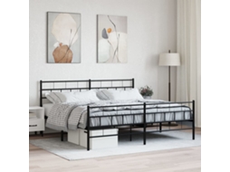 Vidaxl Estrutura De Cama Com Cabeceira E Pés 200x200 Cm Metal Preto