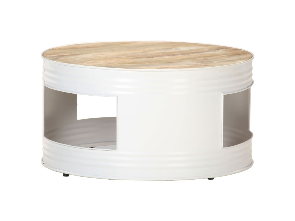 Vidaxl Mesa De Centro 68x68x36 Cm Madeira De Mangueira Maciça Branco