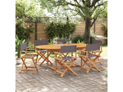 Vidaxl 6 Pcs Cadeiras De Jardim Dobráveis Tecido Cinzento-escuro
