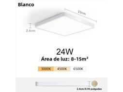 Luminária de Teto Led Ultrafina de 2,4 Cm com Design Que Imita Madeira. MDUG (branco Frio, 24 W)