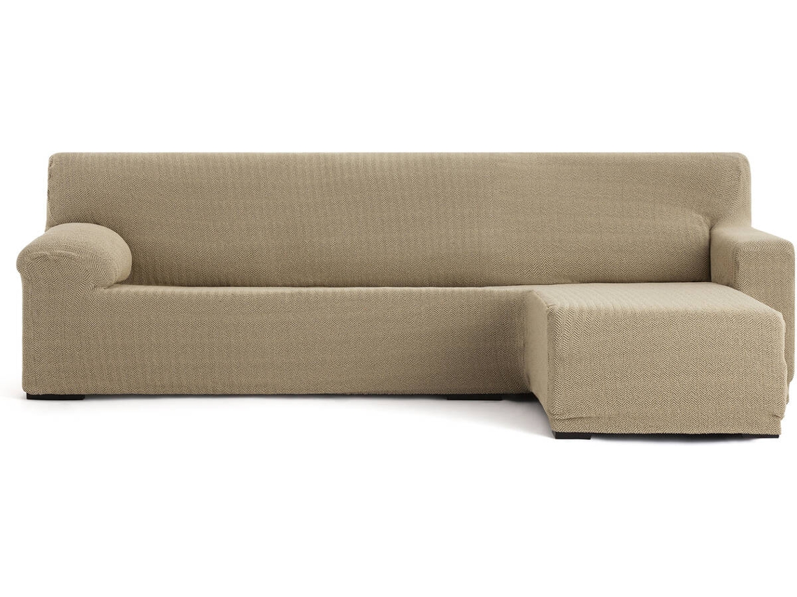 Capa de Chaise Longue Direita para Braço Curto EYSA Premium Jaz Tecido Multielástico (250-360 cm - Poliéster e Algodão - Beige)