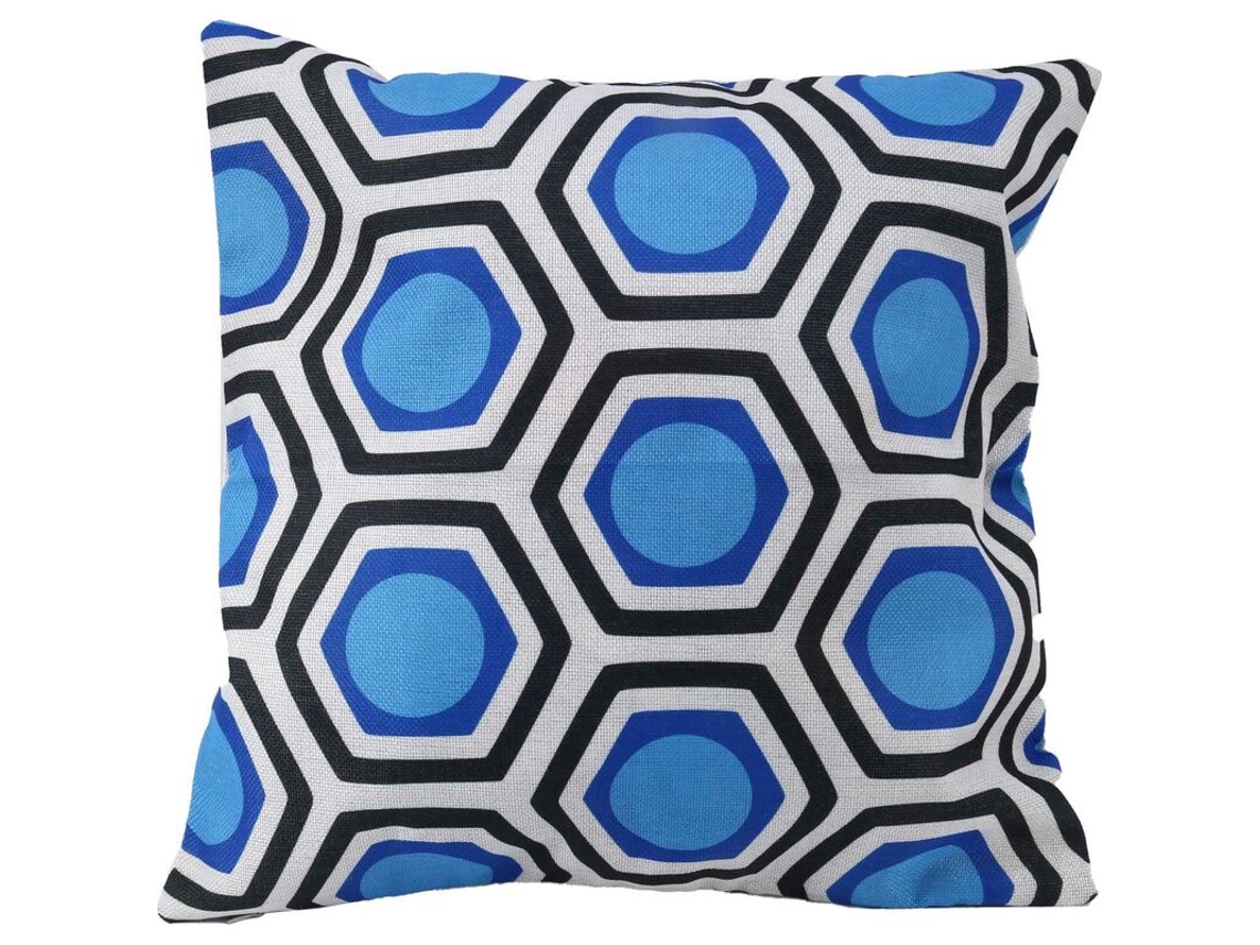 Capa De Almofada Geométrica Para Decoração De Sofá E Cama (preta + Azul)
