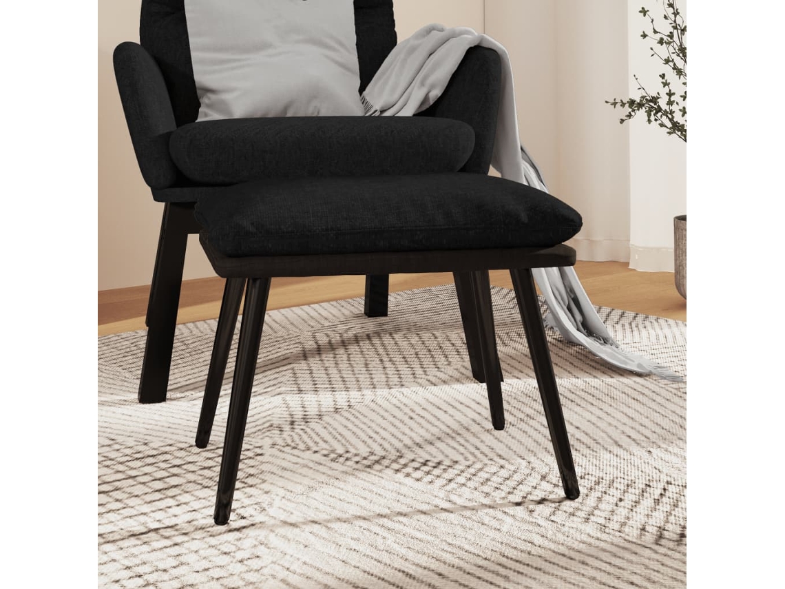 Vidaxl Apoio De Pés 45x29,5x35 Cm Tecido/couro Artificial Preto