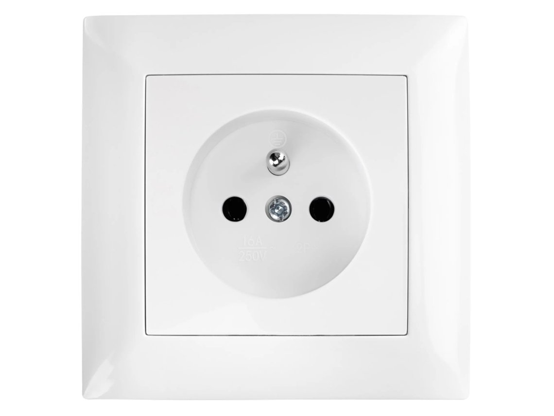 Toolight Tomada Simples Com Ligação À Terra E Espelho Oste Jnh001-g White