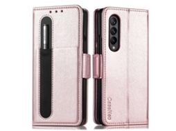 Capa Dobrável Para Samsung Galaxy Z Fold4 5g Com Estampa De Lichia, Com Compartimentos Para Caneta E Cartão.