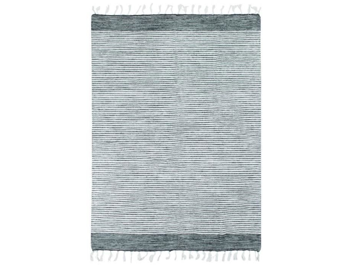 Tapete De Algodão Faixas Cinza-branco 190x290