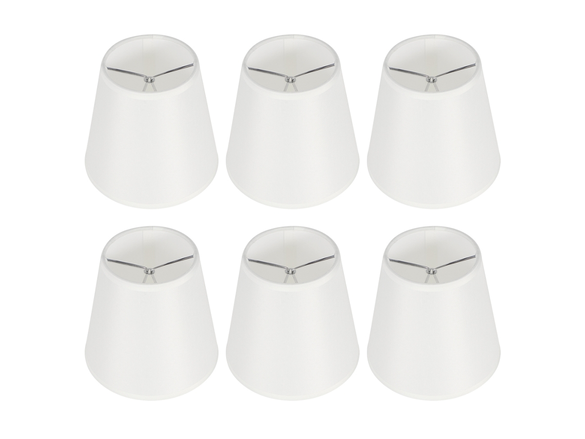 Conjunto de 6 Abajur de Tecido para Lustre E14 Lâmpada Parede Decoração Metal Pvc Branco S/MARCA