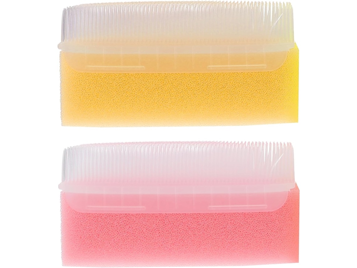 Conjunto Valiclud Com 2 Escovas Sensoriais Para Banho De Bebê, Compactas E Macias, Rosa E Amarela, Para Massagem E