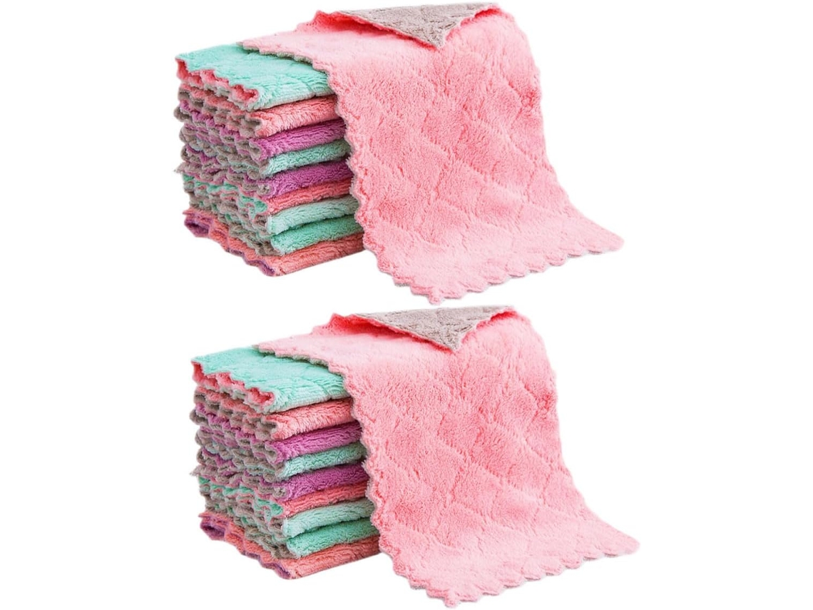 Conjunto De 20 Panos Prato Grossos E Reutilizáveis, Microfibra