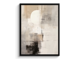 Poster Emoldurado Abstrato - Arte - Cinzento 60x80 Cm