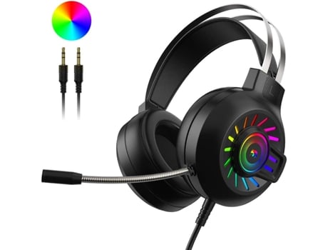 Auscultadores Jogos com fio estéreo de 35 mm para jogos com luz de fundo arco-íris Rgb Ps4