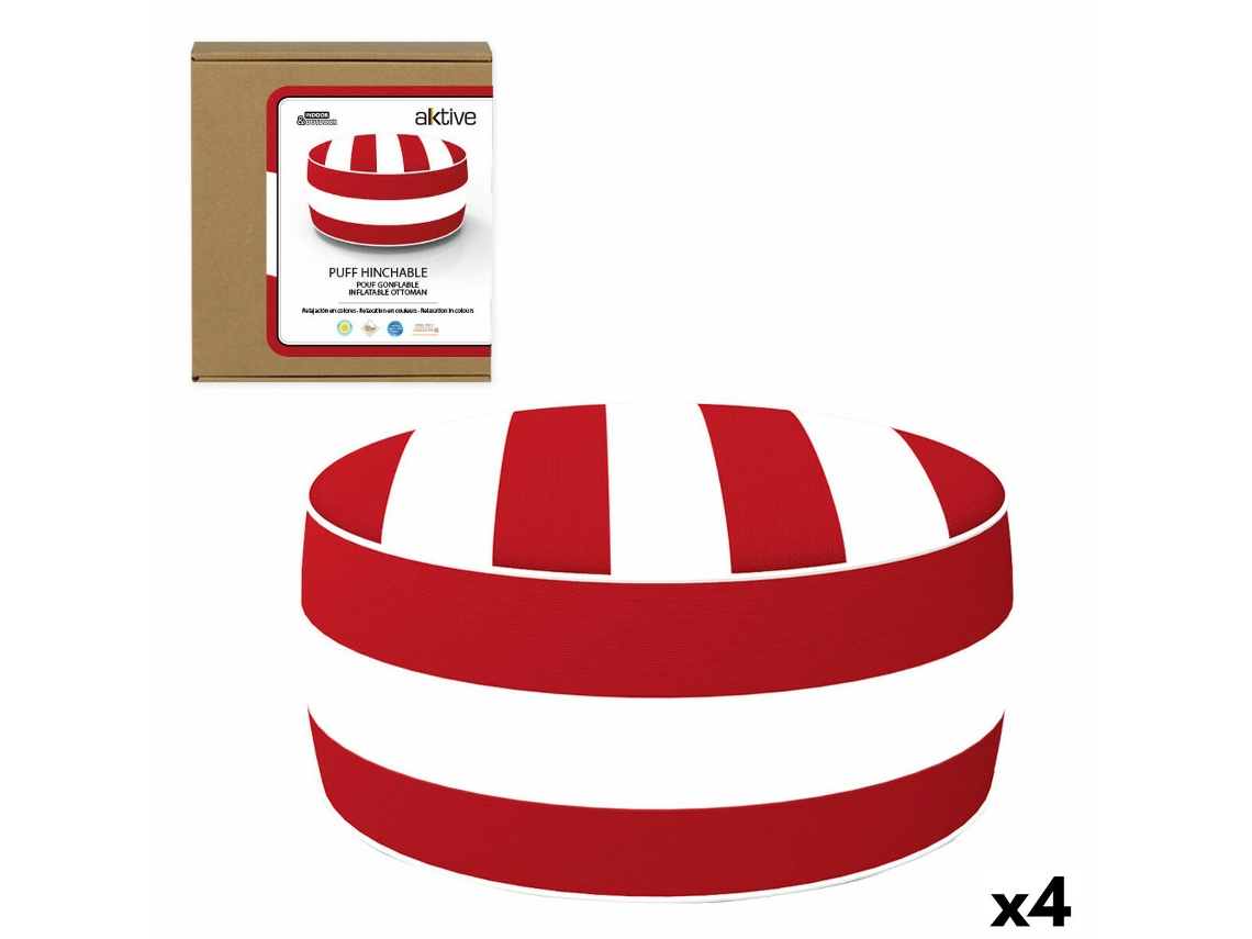 Conjunto 4 Pufes AKTIVE Branco (PVC - 53 x 53 x 23 cm)