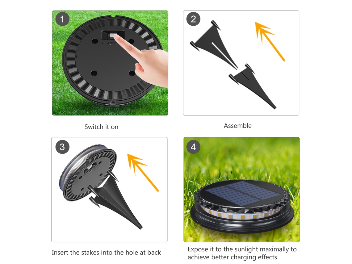 Luz Solar Jardim Exterior Led Aquecido Ip68 Resistente À Água