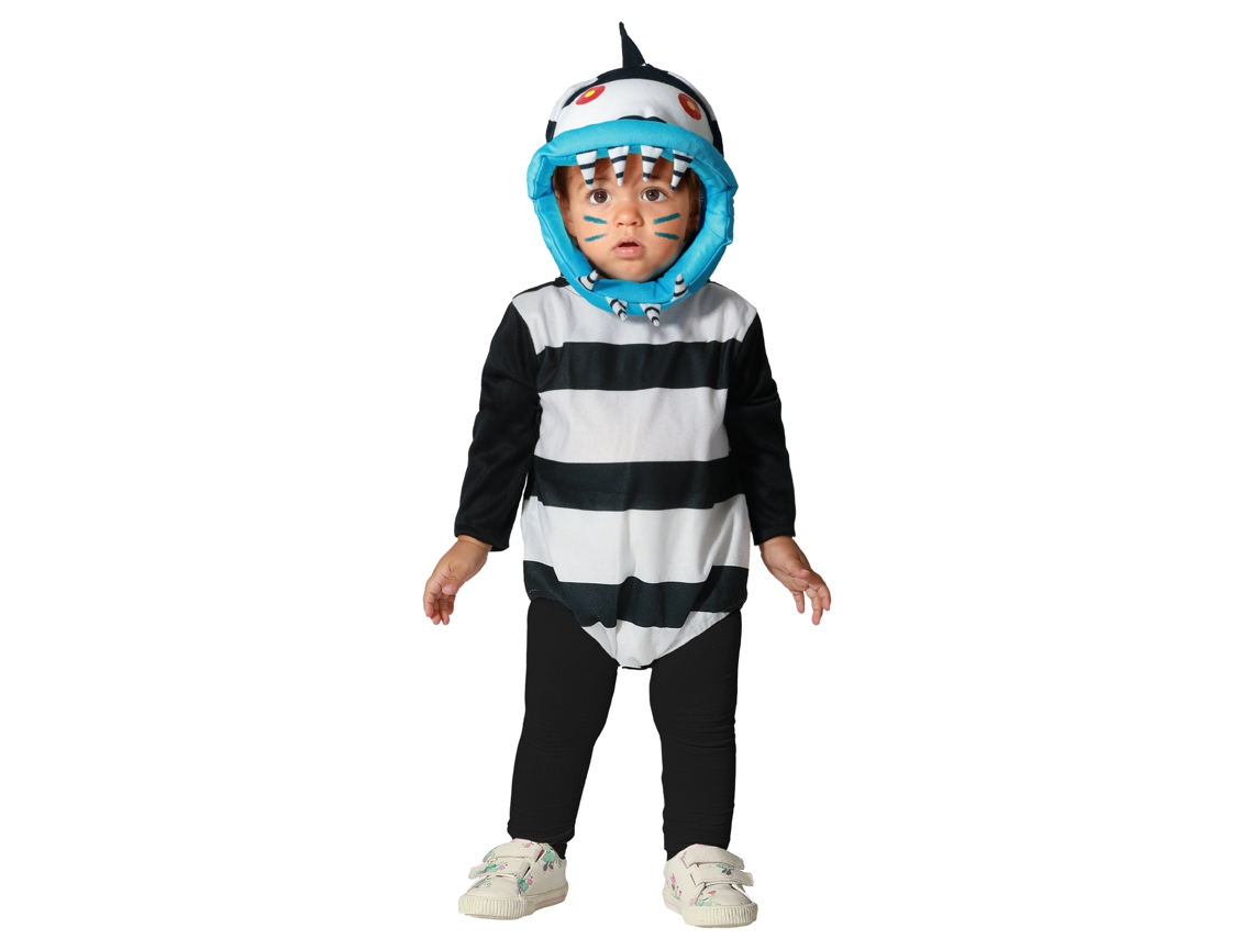 Disfarce Minhoca Preto/branco Beb Unisex 6 A 12 Meses Atosa