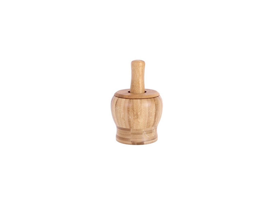 Almofariz E Pilão Pequenos De Bambu Do Triturador Alho Com Tampa, Espremedor Alimentos Cozinha