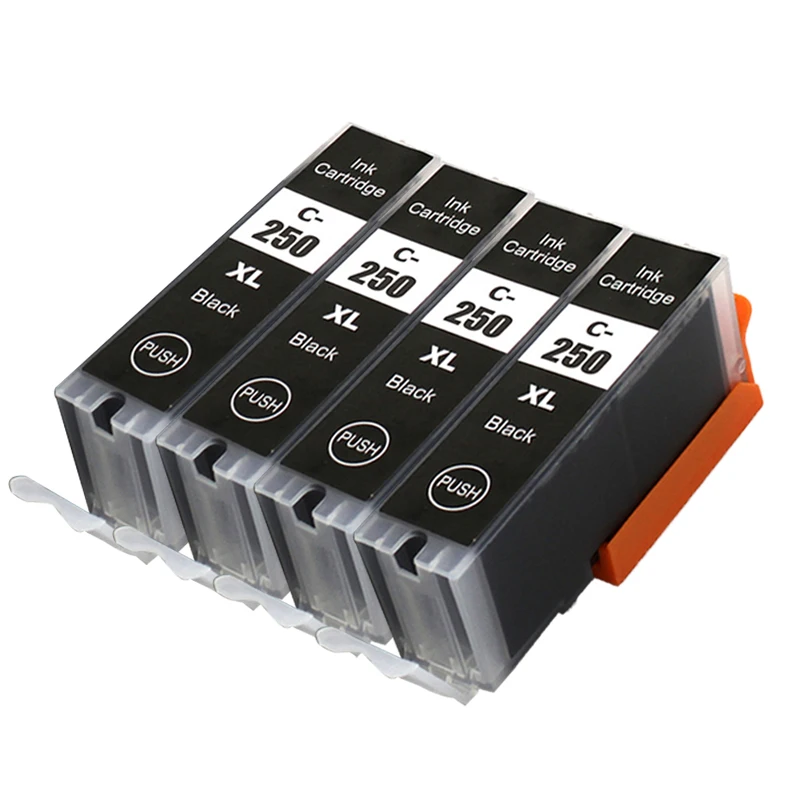 4 Tinteiros Pretos Pgi250 Pgi 250 Cli 251 para Impressoras Canon Pixma Mg5420 Mg5422 Mg5520 Mg5522 Mg6420 Ip7220 Mx722 Mx922 Ix6820 MDUG
