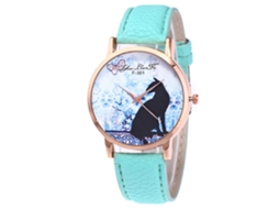 Reloj De Pulsera De Aleación Dial Redondo Analógico De Cuarzo Color Verde Claro Para Parejas