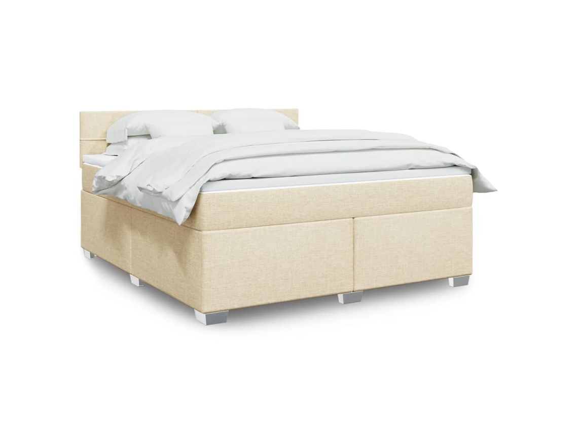 Vidaxl Cama Com Molas/colchão 180x200 Cm Tecido Cor Creme