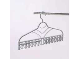 Cabide multifuncional de plástico para secar roupas com gancho em V e clip anti riscos cinza | S/MARCA