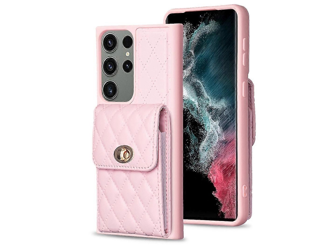 Capa De Celular Carteira Vertical Em Couro Com Estampa De Losangos Para Samsung Galaxy S23 Ultra 5g