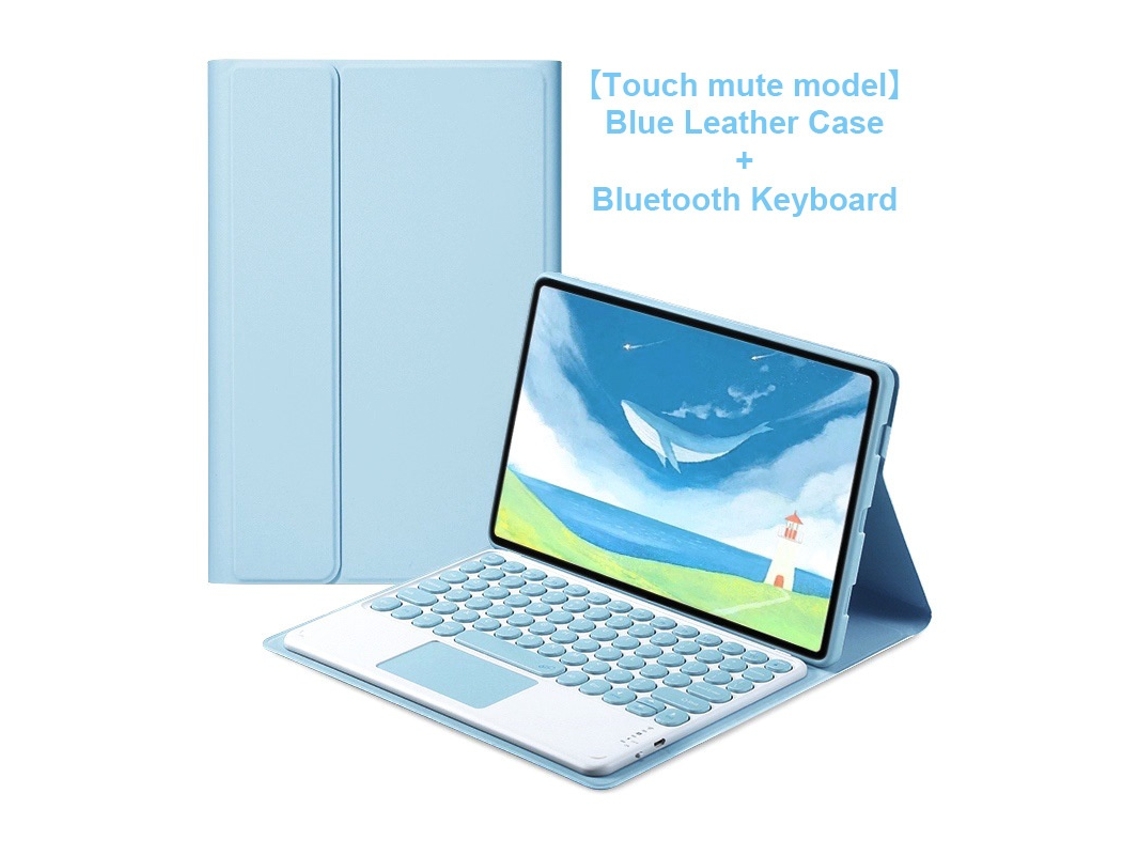 Capa Com Teclado Para Tablet Lurelia, Para Lenovo Idea Tab Pro Tb373fu 12,7" ( Enevoado) Com Redonda E Touchpad Colorido 2025, Azul, Teclado Bluetooth