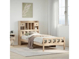 Vidaxl Cama com Estante Sem Colchão 90x190 Cm Pinho Maciço