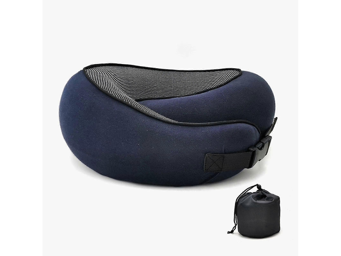 Travesseiro De Viagem Para Pescoço Em Espuma Viscoelástica Com Centro Gel Conforto E Suporte Máximos, Azul Marinho. Aquaforge