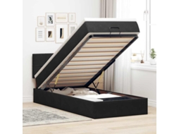 Estrutura De Cama Otomana Vidaxl Com Colchão Preto 100x200cm Veludo