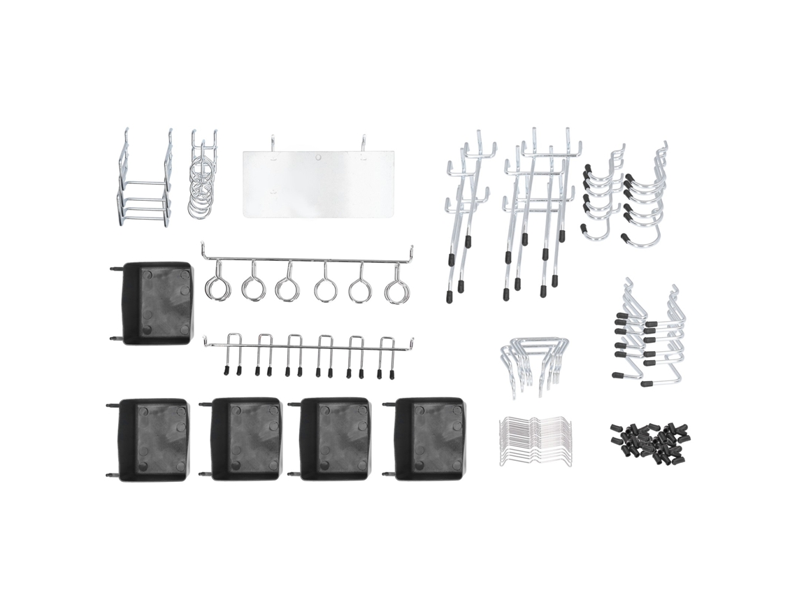 Set De Ferramentas De Gancho E Prato Para Quadro Pegboard, 140 Peças, Liga, Armazenamento, Prata