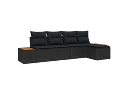 Conjunto 6 Conjunto De Sofá De Jardim Vidaxl Preto Vime Pe (294 X 117 X 85 Cm)