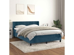 Vidaxl Cama com Molas/colchão 140x190 Cm Veludo Azul escuro