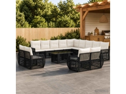 Vidaxl Conjunto De Sofá De Jardim 14 Unid. Preto E Branco Creme