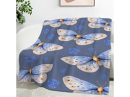 Manta com Estampa de Borboletas e Flores Azuis 180x200 Cm Multifuncional Macia Aconchegante em Flanela Ideal P