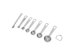Jogo De 7 Colheres De Medida De Aço Inox Para Cozinhar E Assar