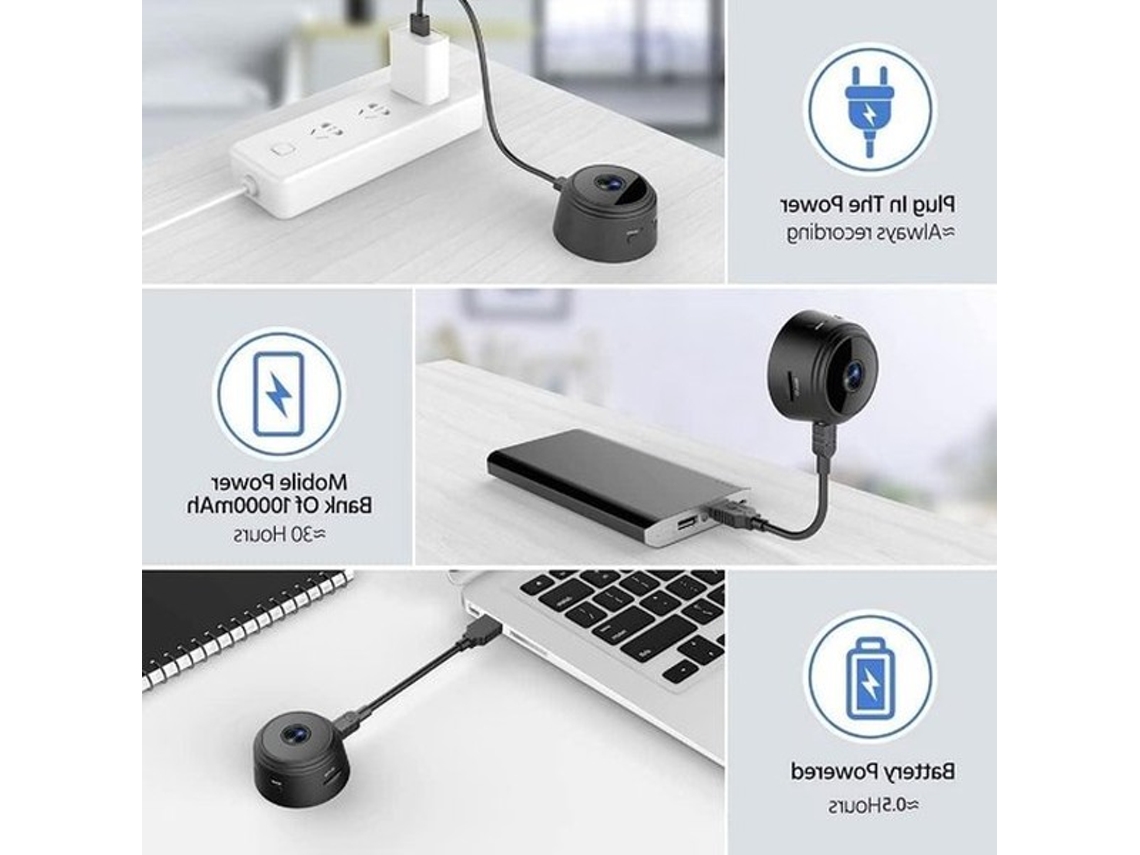 Câmera De Vigilância Wi-fi Mini 1080p Com Sensor De Movimento E Visão Noturna - Adequada Para Interior E Exterior