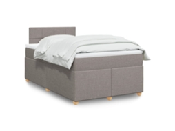 Cama Boxspring C/ Colchão 120x190cm Tecido Castanho-acinzentado