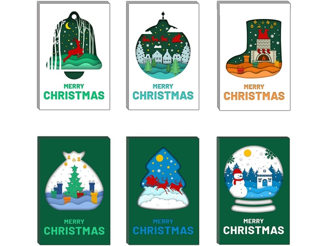24 Cartões De Natal Ou De Felicitações, Cartões De Felicitações Artesanais Com Espaço Em Branco Aquaforge