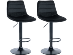 Conjunto de 2 bancos de bar Veludo Lex preto/preto fosco CLP